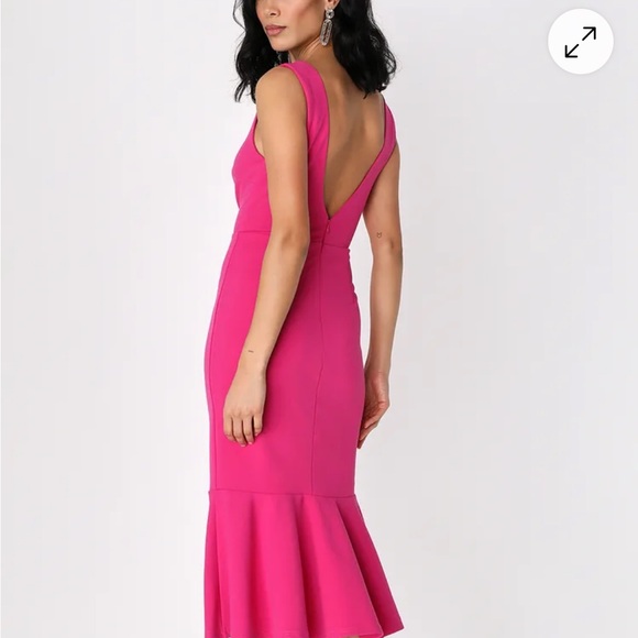 Lulus Moment Maker Pink Trumpet Midi Dress - Size S - Picture 2 of 5